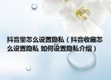 抖音里怎么设置隐私（抖音收藏怎么设置隐私 如何设置隐私介绍）