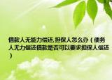 借款人无能力偿还,担保人怎么办（债务人无力偿还借款是否可以要求担保人偿还）