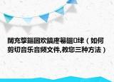 闊充箰鏂囦欢鎬庝箞鍓垏（如何剪切音乐音频文件,教您三种方法）