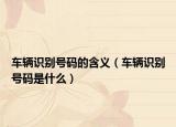 车辆识别号码的含义（车辆识别号码是什么）