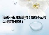 借钱不还,能报警吗（借钱不还可以报警处理吗）