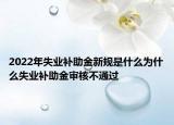 2022年失业补助金新规是什么为什么失业补助金审核不通过
