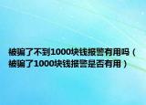 被骗了不到1000块钱报警有用吗（被骗了1000块钱报警是否有用）