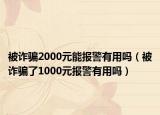 被诈骗2000元能报警有用吗（被诈骗了1000元报警有用吗）