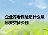 企业养老保险是什么意思要交多少钱