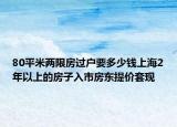 80平米两限房过户要多少钱上海2年以上的房子入市房东提价套现
