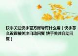 快手关注快手官方账号有什么用（快手怎么设置被关注自动回复 快手关注自动回复）