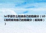 lol手游怎么知道自己的隐藏分（LOL如何查询自己的隐藏分（超简单））