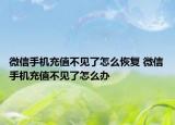 微信手机充值不见了怎么恢复 微信手机充值不见了怎么办