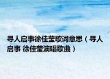 寻人启事徐佳莹歌词意思（寻人启事 徐佳莹演唱歌曲）