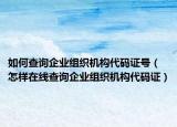 如何查询企业组织机构代码证号（怎样在线查询企业组织机构代码证）