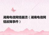 湖南电信网络崩溃（湖南电信网络故障事件）