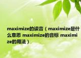 maximize的读音（maximize是什么意思 maximize的音标 maximize的用法）