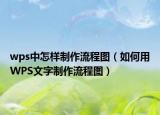 wps中怎样制作流程图（如何用WPS文字制作流程图）