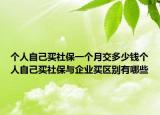 个人自己买社保一个月交多少钱个人自己买社保与企业买区别有哪些