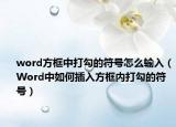 word方框中打勾的符号怎么输入（Word中如何插入方框内打勾的符号）