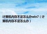 计算机内存不足怎么办win7（计算机内存不足怎么办）