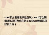 soul怎么看通讯录谁在玩（soul怎么知道通讯录好友也在玩 soul怎么看通讯录好友介绍）