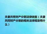 夫妻共有财产分割法律依据（夫妻共同财产分割的相关法律规定有什么）