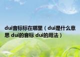 dui音标标在哪里（dui是什么意思 dui的音标 dui的用法）