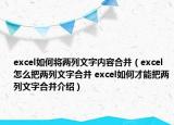 excel如何将两列文字内容合并（excel怎么把两列文字合并 excel如何才能把两列文字合并介绍）