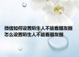 微信如何设置陌生人不能看朋友圈 怎么设置陌生人不能看朋友圈