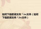如何下载歌词文件 *.lrc文件（如何下载歌词文件 *.lrc文件）