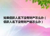 如果借款人名下没有财产怎么办（借款人名下没有财产能怎么办）