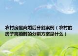 农村房屋离婚后分割案例（农村的房子离婚时的分割方案是什么）