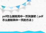 pdf怎么删除其中一页快捷键（pdf怎么删除其中一页的方法）