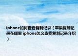 iphone如何查看复制记录（苹果复制记录在哪里 iphone怎么查找复制记录介绍）