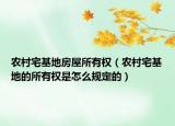 农村宅基地房屋所有权（农村宅基地的所有权是怎么规定的）