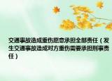 交通事故造成重伤愿意承担全部责任（发生交通事故造成对方重伤需要承担刑事责任）