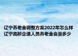 辽宁养老金调整方案2022年怎么样辽宁高龄企退人员养老金会涨多少