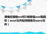 濡備綍灏唚ord杞崲鎴恊xcel鏂囦欢（excel文件如何转换为word文件）