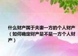 什么财产属于夫妻一方的个人财产（如何确定财产是不是一方个人财产）