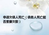 申请欠债人死亡（债务人死亡能否索要欠款）
