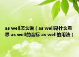 as well怎么说（as well是什么意思 as well的音标 as well的用法）
