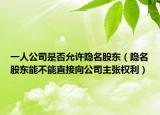 一人公司是否允许隐名股东（隐名股东能不能直接向公司主张权利）