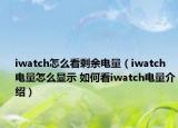 iwatch怎么看剩余电量（iwatch电量怎么显示 如何看iwatch电量介绍）
