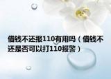 借钱不还报110有用吗（借钱不还是否可以打110报警）