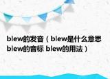 blew的发音（blew是什么意思 blew的音标 blew的用法）