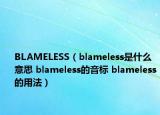 BLAMELESS（blameless是什么意思 blameless的音标 blameless的用法）