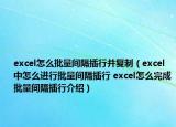 excel怎么批量间隔插行并复制（excel中怎么进行批量间隔插行 excel怎么完成批量间隔插行介绍）