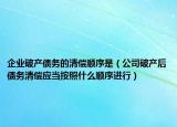 企业破产债务的清偿顺序是（公司破产后债务清偿应当按照什么顺序进行）