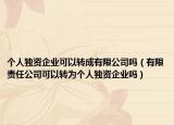 个人独资企业可以转成有限公司吗（有限责任公司可以转为个人独资企业吗）