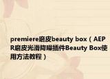 premiere磨皮beauty box（AEPR磨皮光滑降噪插件Beauty Box使用方法教程）