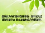 盈利能力分析指标包括哪些（盈利能力分析指标是什么 什么是盈利能力分析指标）