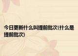今日更新什么叫提前批次(什么是提前批次)
