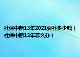 社保中断13年2021要补多少钱（社保中断13年怎么办）